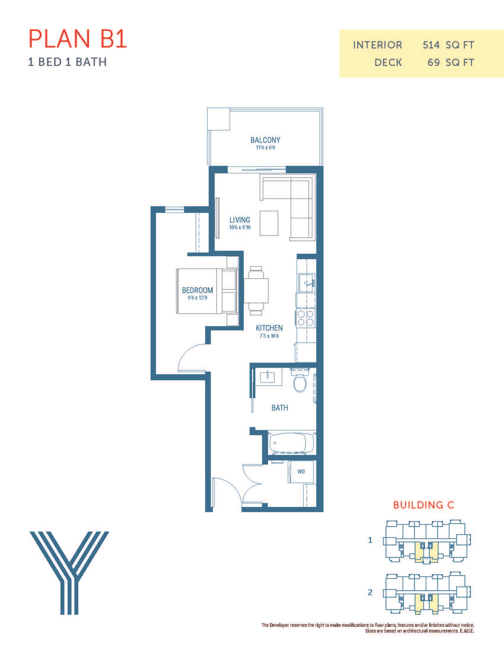 One Bed Floor Plan B1